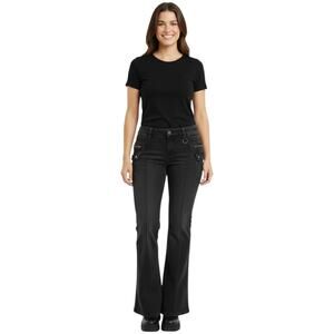 BDG Womens Flare Jeans Size 32 Black Stretch Denim Cargo Moto Y2K Goth Trendy